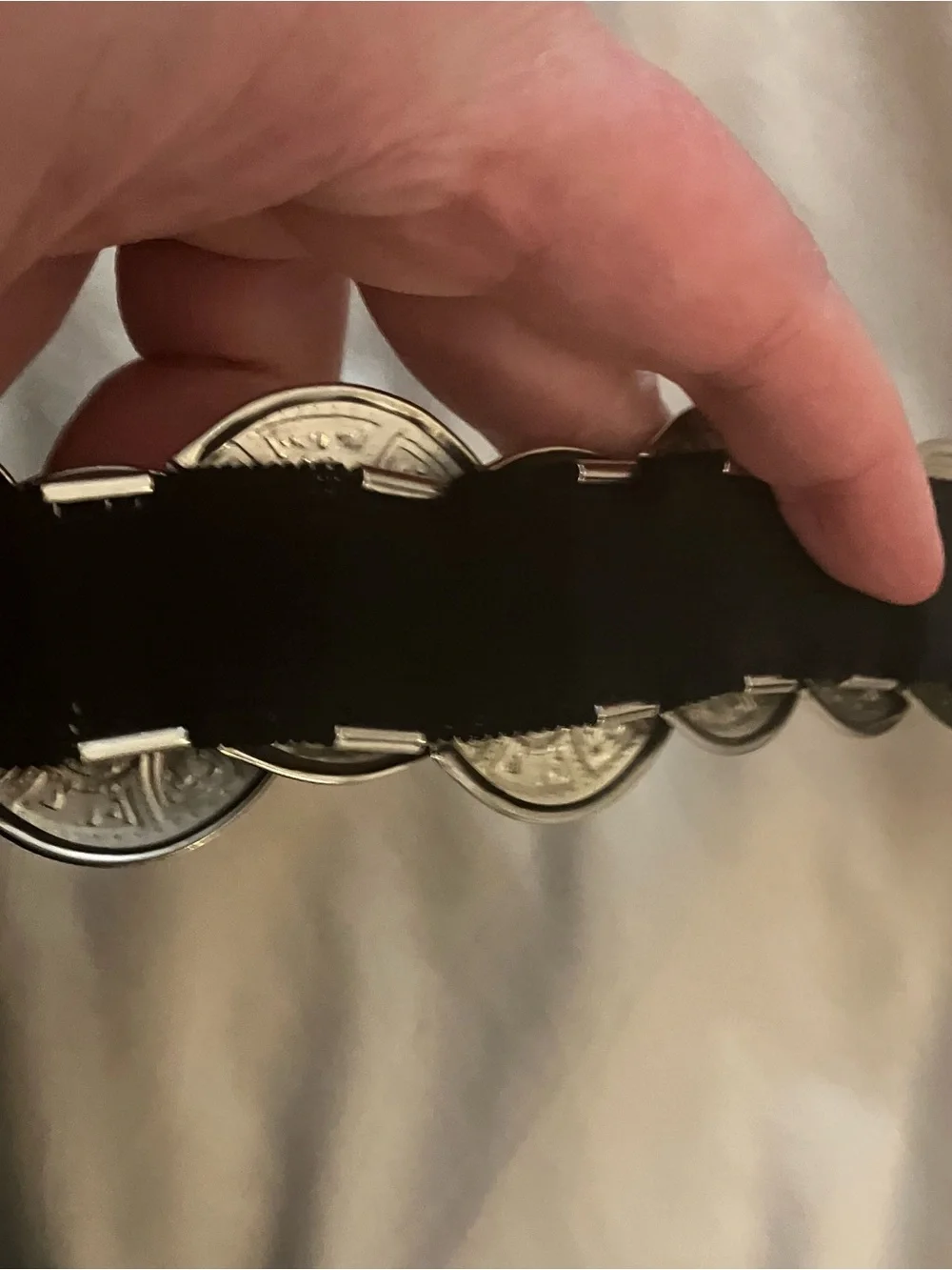 Vintage Silver Coin Stretch Belt Boho Festival Statement Disc one Size Fits Most